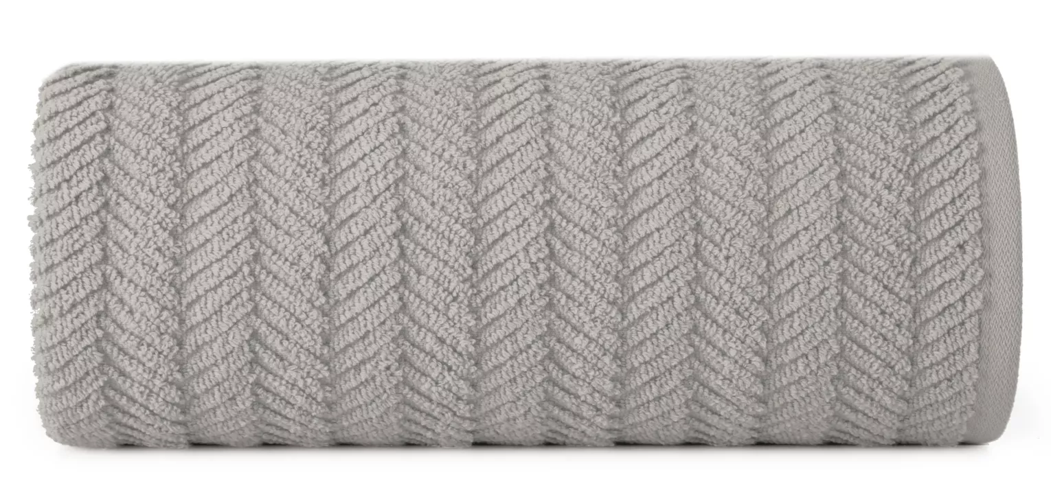 Ręcznik do rąk 30x50 cm bawełniany kolor srebrny zdobiony wzorem jodełki 550 g/m2 ETNO Eurofirany