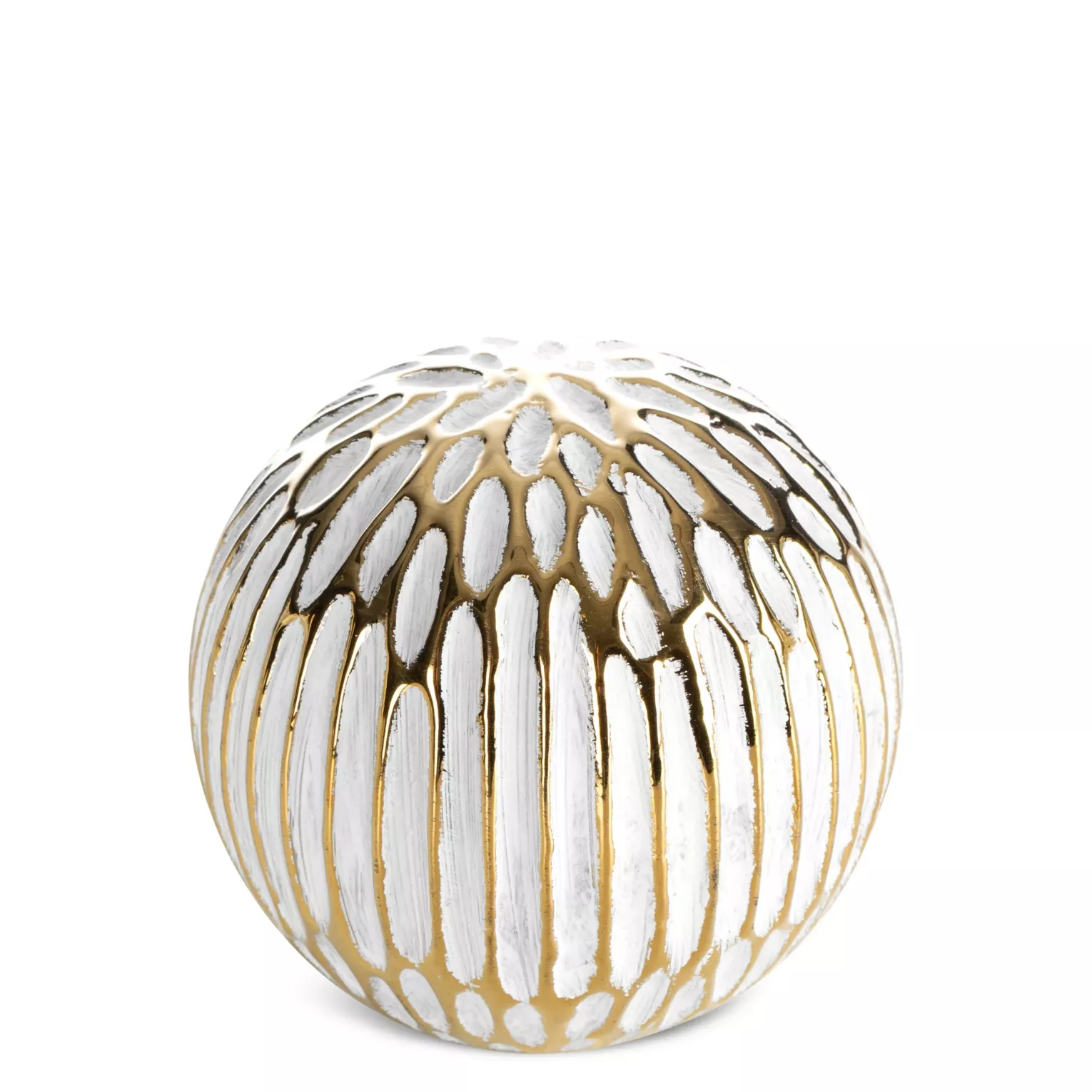Kula ceramiczna biało, złota o ozdobnej fakturze średnica 9x9 cm ANDREA Eurofirany