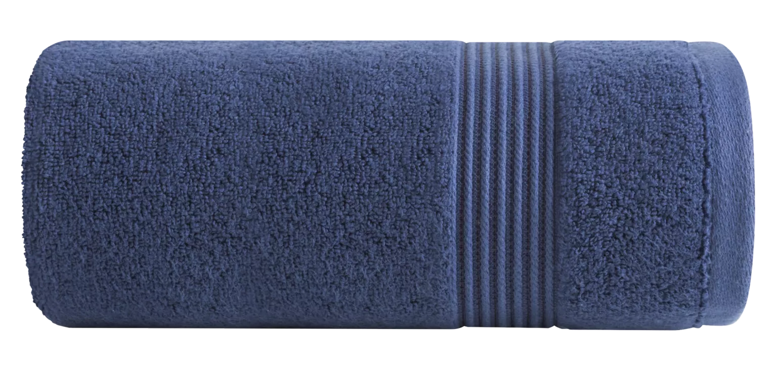 Ręcznik do rąk 30x50 cm bawełniany kolor granatowy 0 twist zdobiony paseczkami 550 g/m2 MOLLY Eurofirany
