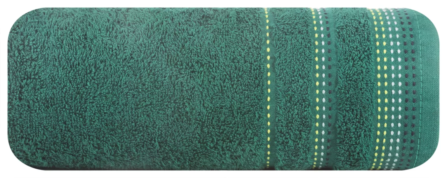 Ręcznik kąpielowy 70x140 cm bawełniany kolor butelkowo zielony z ozdobnym stębnowaniem 500 g/m2 POLA Eurofirany
