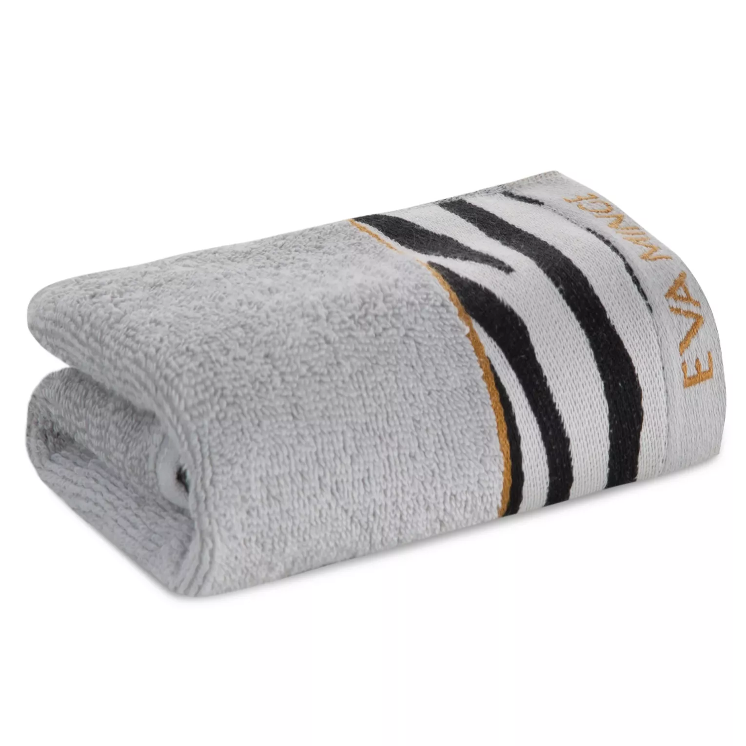 Ręcznik do rąk 30x50 cm bawełniany kolor srebrny,czarny z designerską bordiurą 500 g/m2 EVA 22 Eva Minge Eurofirany