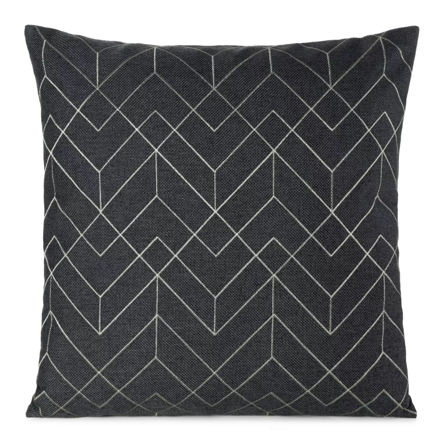 Poszewka na poduszkę 45x45 cm z geometrycznym haftem stalowo, srebrna MILA Eurofirany