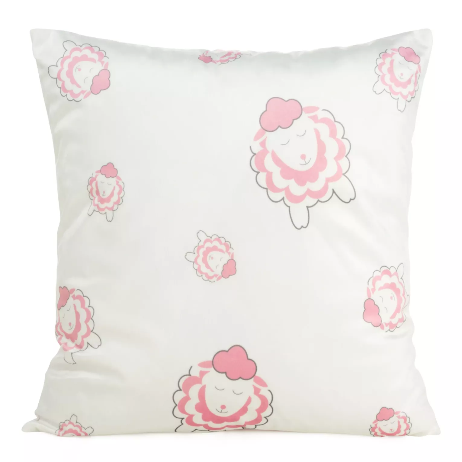 Poszewka na poduszkę 45x45 cm welwetowa z motywem słodkich baranków biało, pudrowo różowy KIDS 4 DESIGN 92 Eurofirany