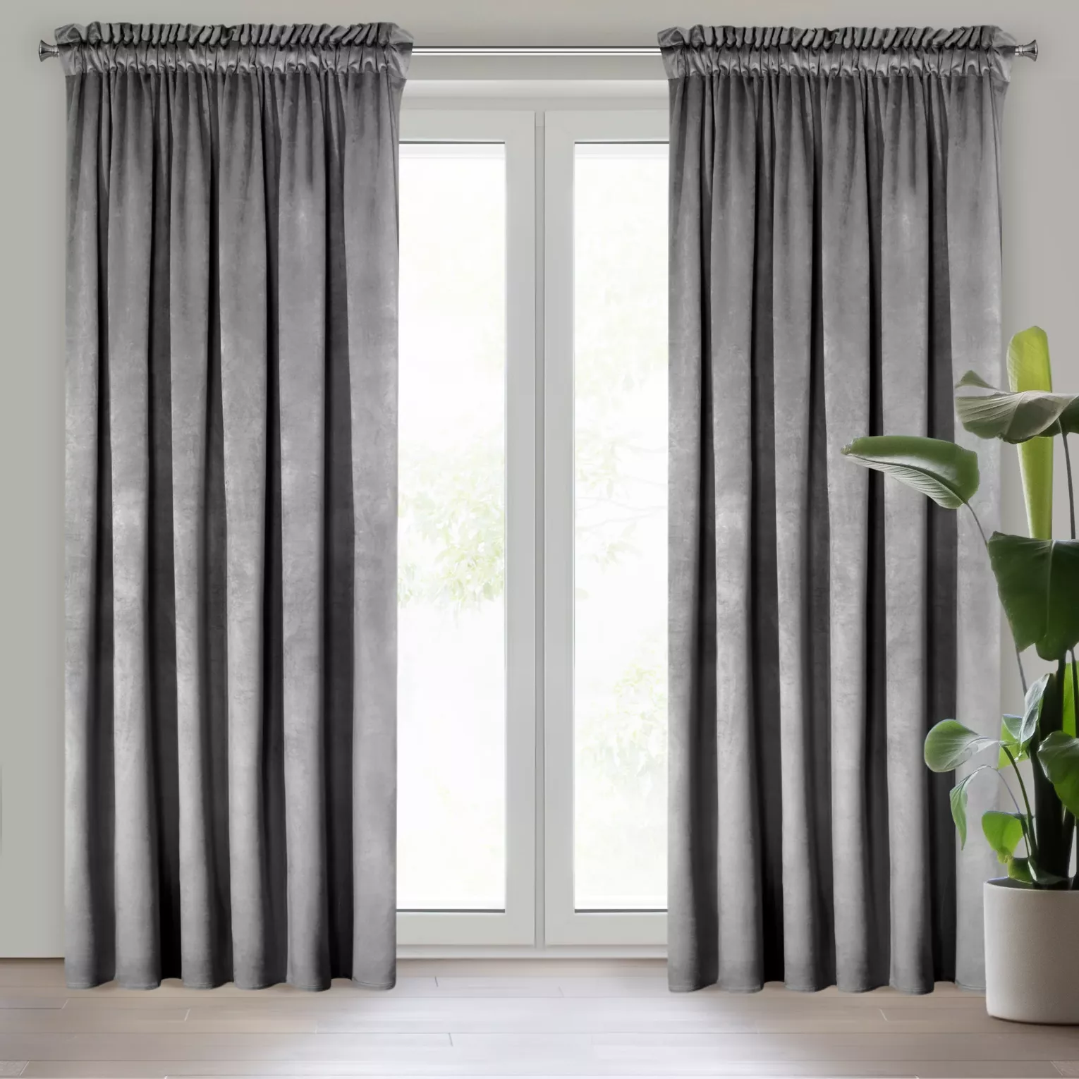 Zasłona stalowa z tkaniny welwetowej 135x300 cm taśma ROSA Design 91 Eurofirany