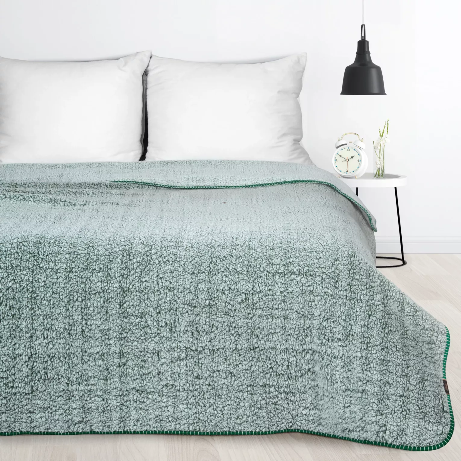 Koc bukla 200x220 cm zielono, biały z miękkiej tkaniny KOALA EUROFIRANY PREMIUM