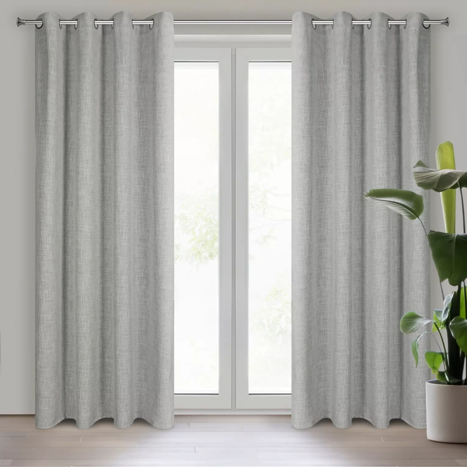 Zasłona szara z lnianym splotem w stylu eko 140x250 cm przelotka ROMA Eurofirany