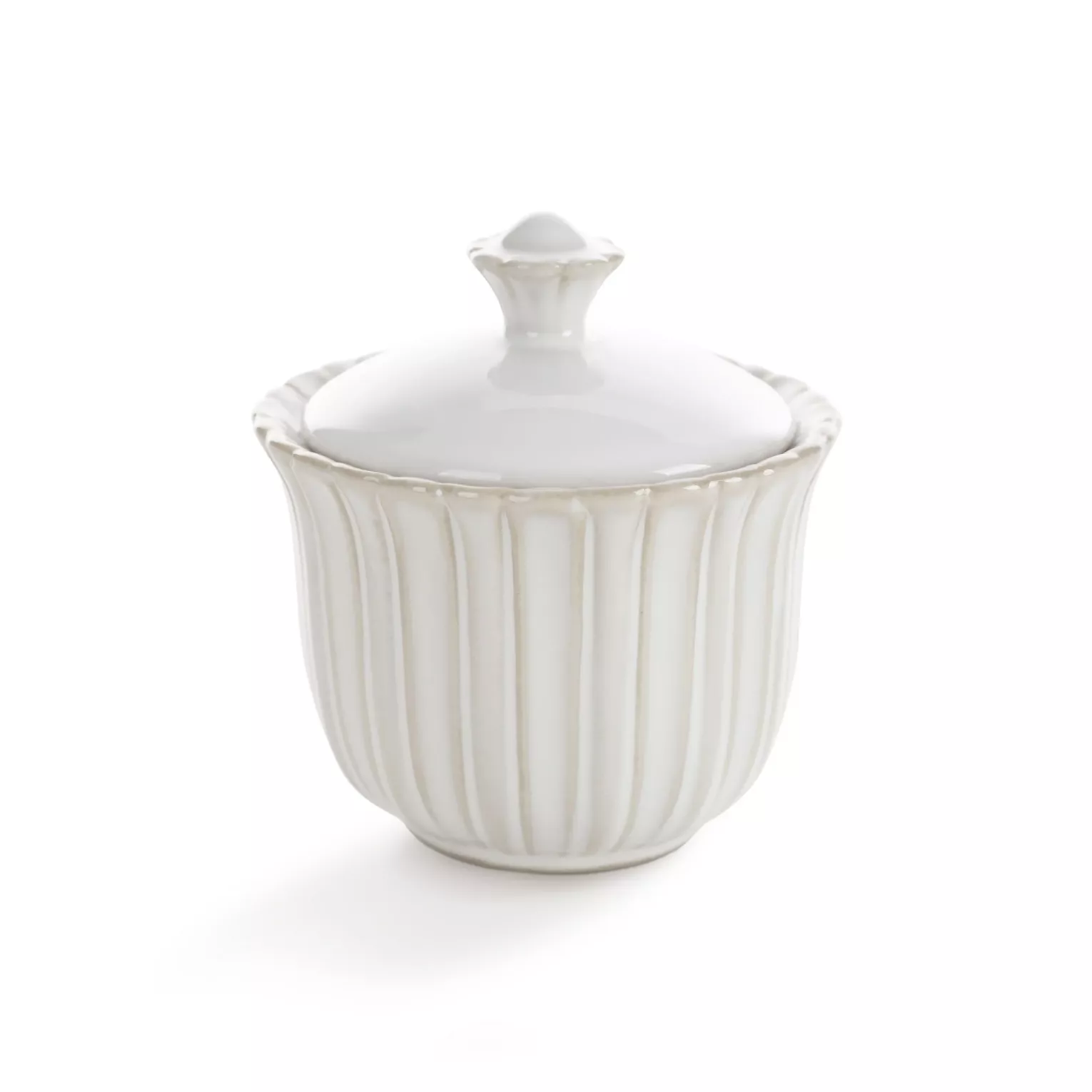 Pojemnik ceramiczny dekoracyjny kremowy z przecieranym wzorem w stylu eko 10x10x11 cm AVRIL Eurofirany