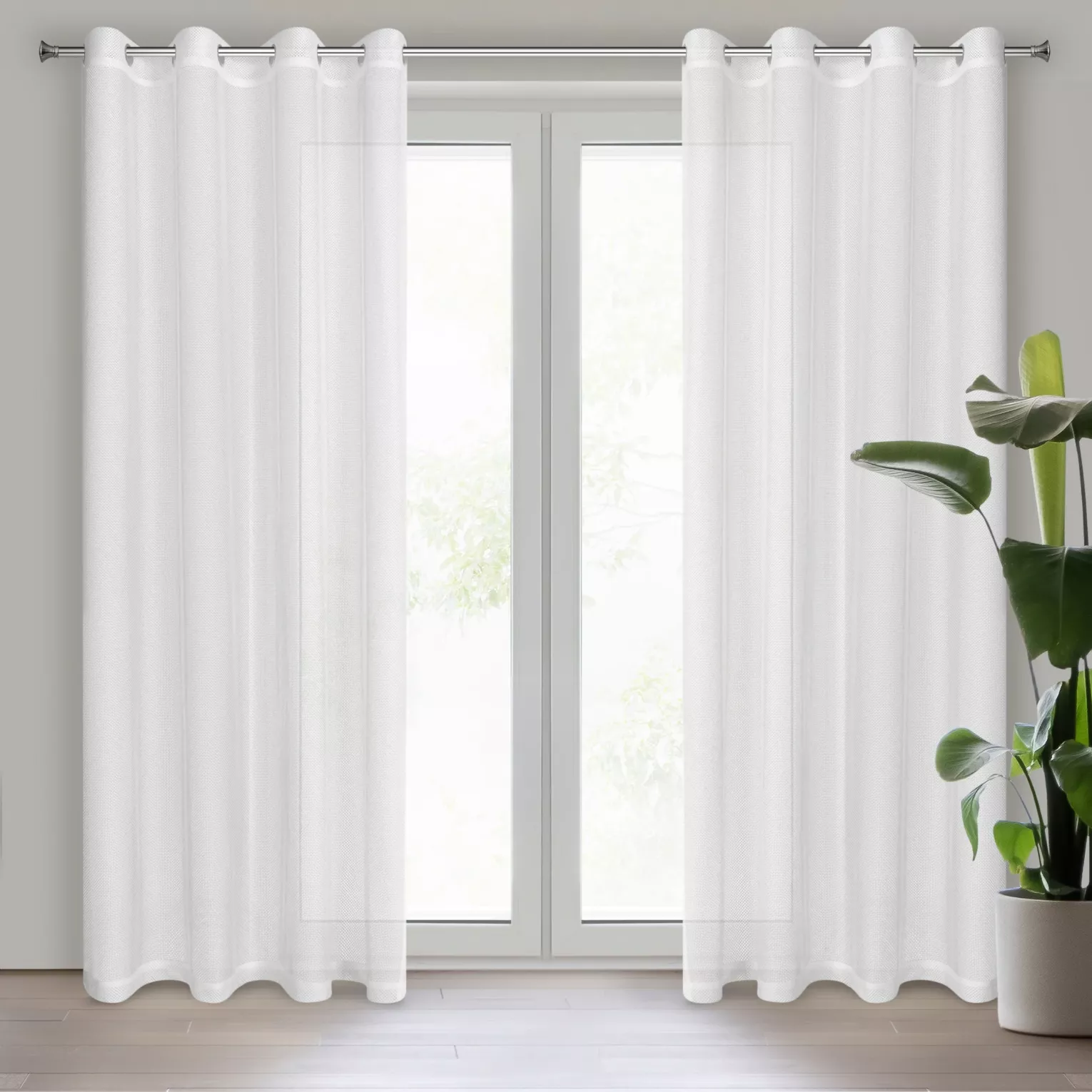 Firana biała z gęstej siateczki 140x250 cm przelotka MEGI Eurofirany
