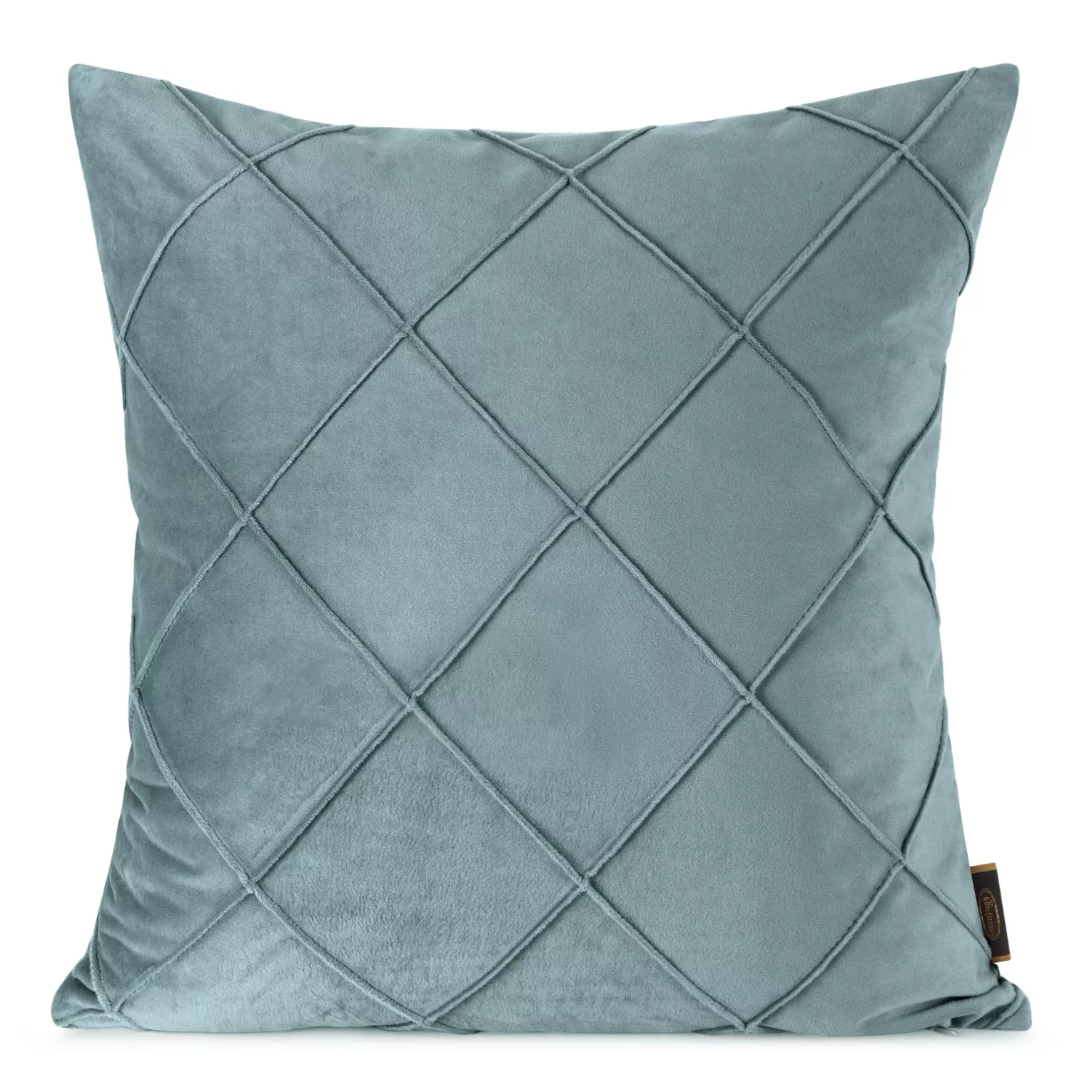 Poszewka na poduszkę 45x45 cm welwetowa z ozdobnym geometrycznym przeszywanym wzorem niebieska NALA EUROFIRANY PREMIUM