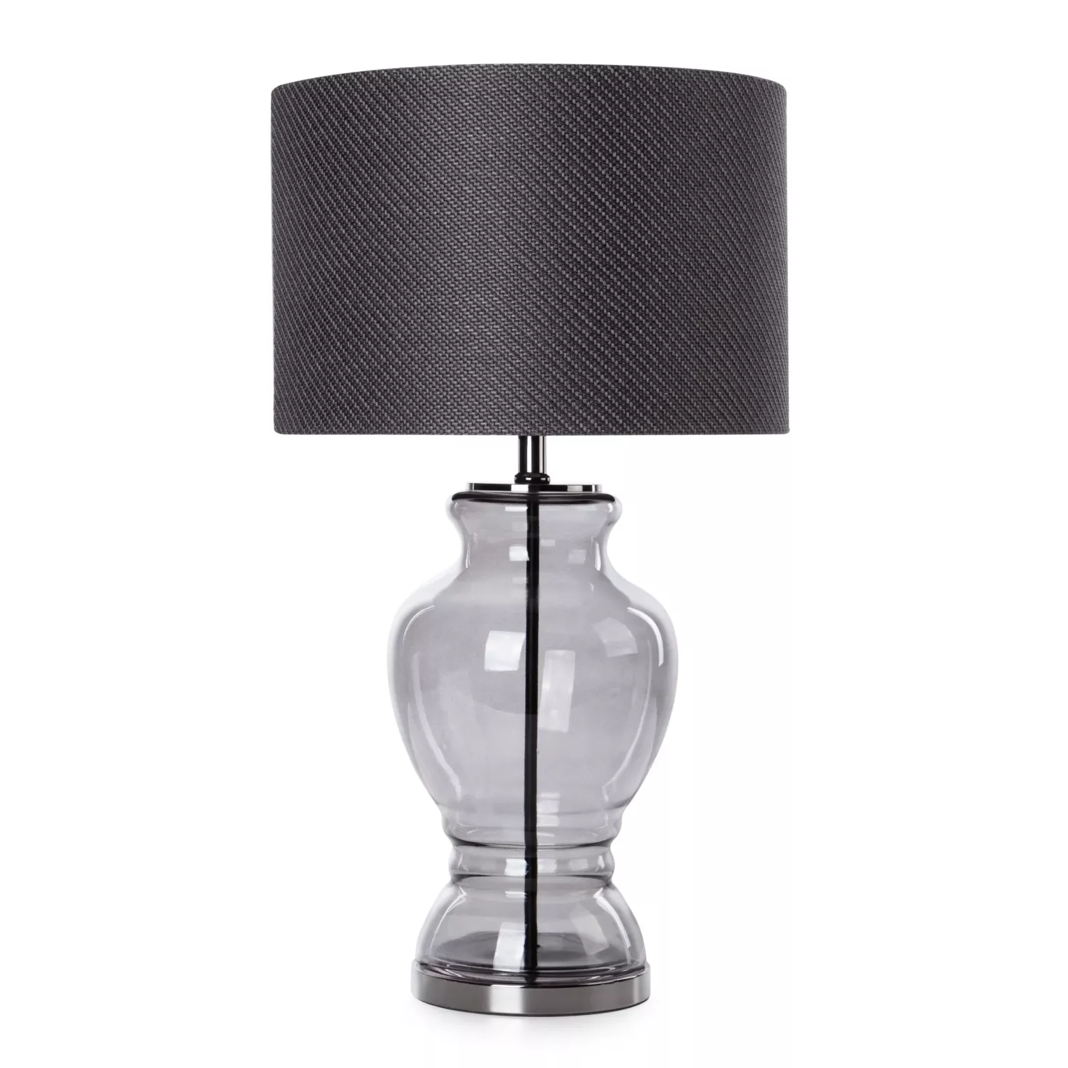 Lampa stołowa czarna z podstawą z dymionego szkła 38 x 70 cm MATEO Eurofirany