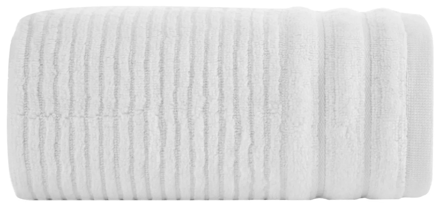 Ręcznik kąpielowy 50x90 cm bawełniany kolor biały bordiurą zero twist zdobiony paseczkami 400 g/m2 SAMMY Eurofirany
