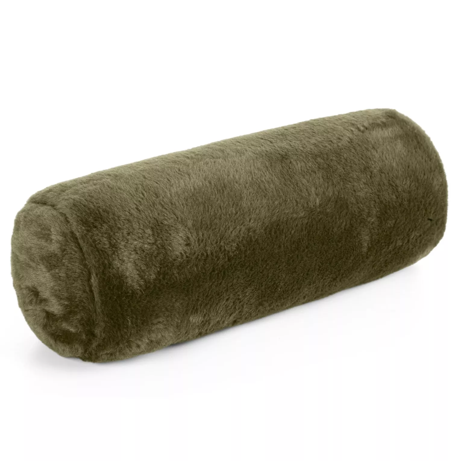 Poduszka wałek 15x45 cm oliwkowa z miękkiej futrzanej tkaniny  NINA Eurofirany