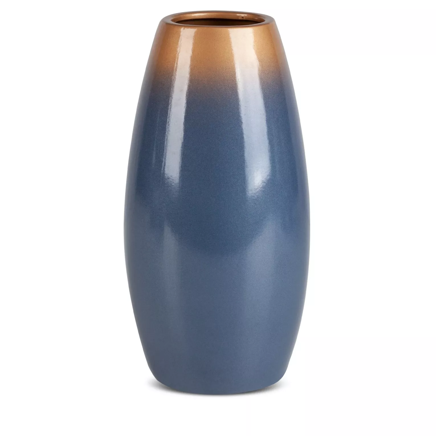 Wazon ceramiczny niebiesko-złoty z efektem ombre średnica 15x30 cm NESSA Eurofirany