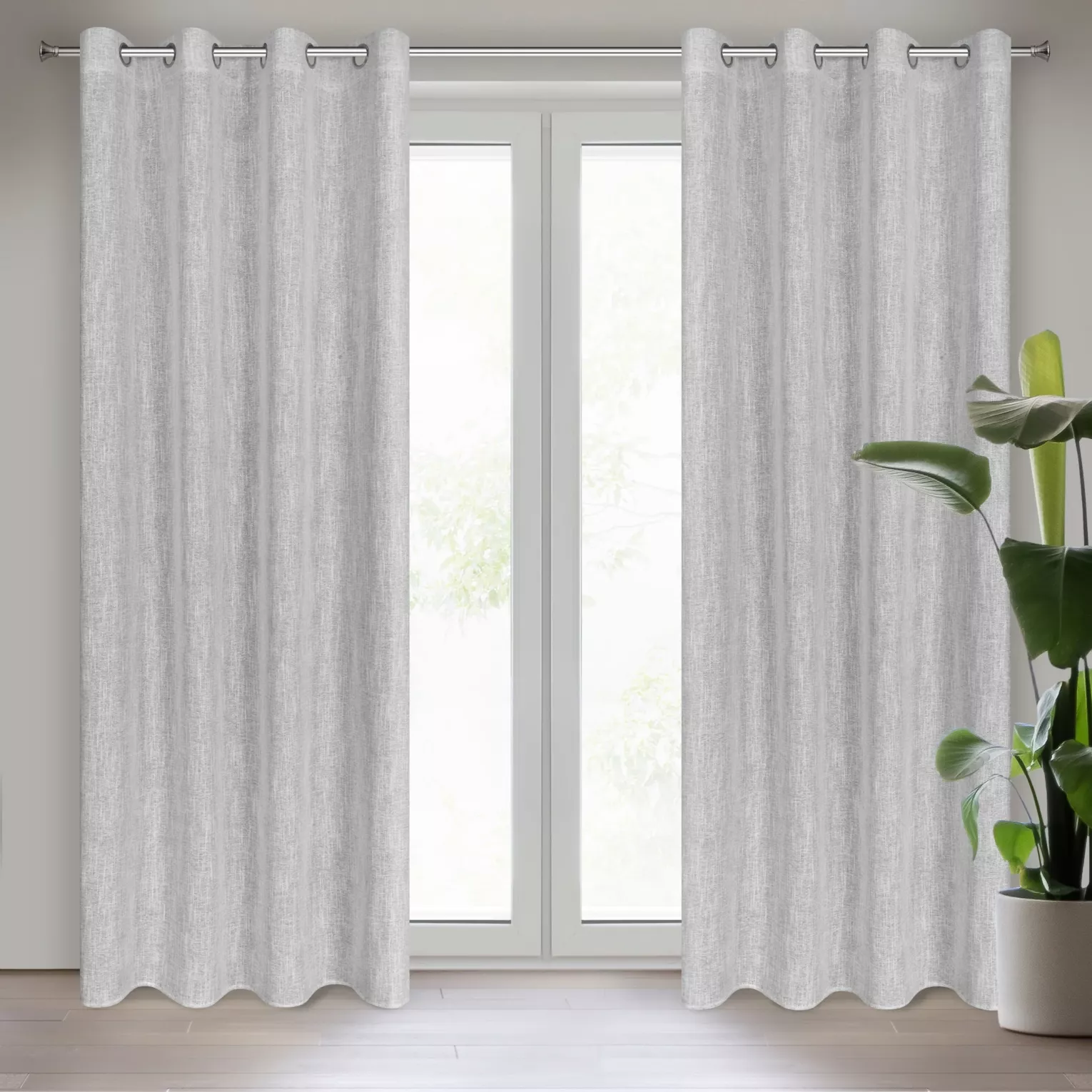 Zasłona popielato, srebrna z widocznym splotem 140x250 cm przelotka AGNES Eurofirany
