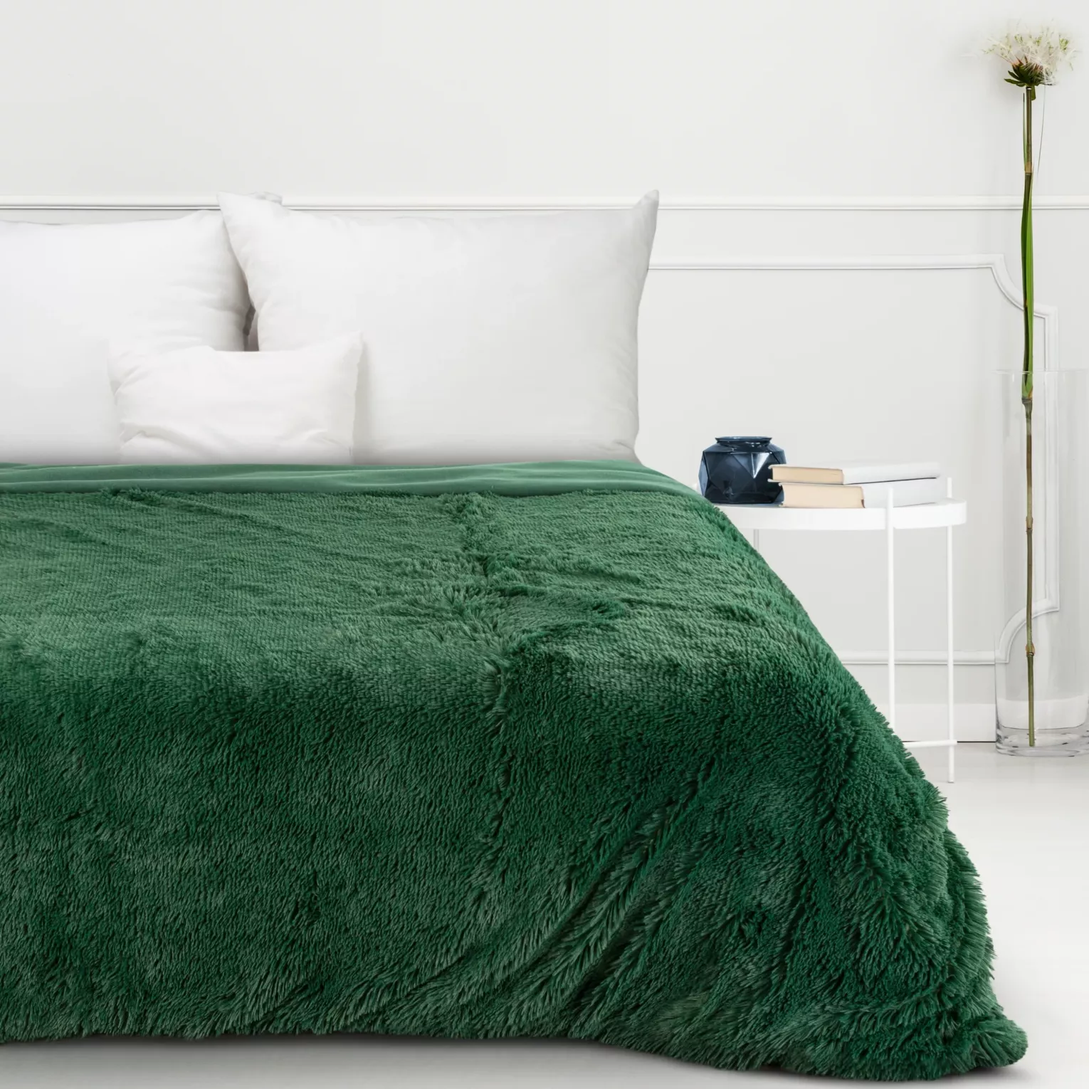 Koc o strukturze miękkiego futra 170x210 cm ciemnozielony TIFANY 1 DESIGN 91 Eurofirany