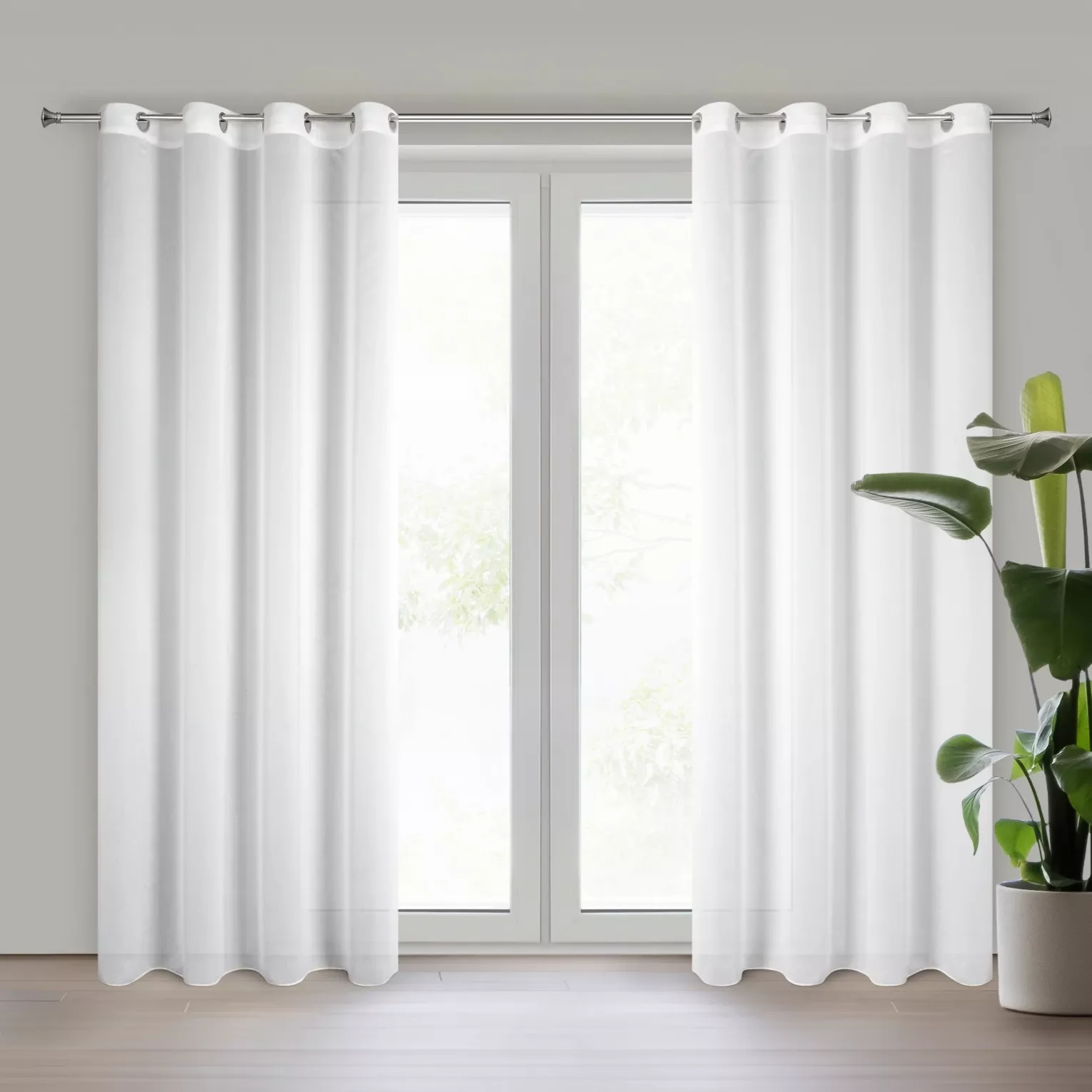 Firana biała z gładkiej matowej tkaniny 140x250 cm przelotka TIRSA Eurofirany