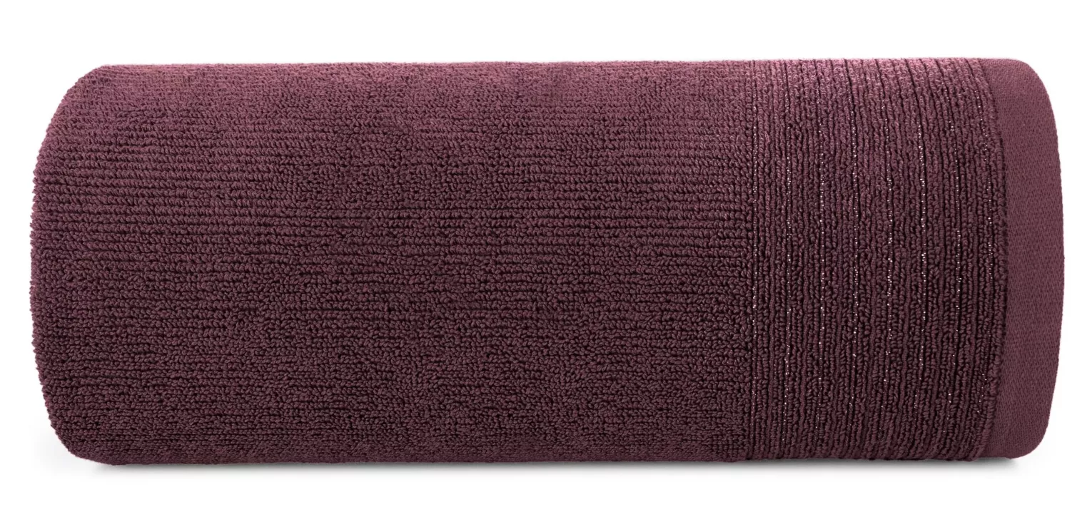 Ręcznik kąpielowy 50x90 cm bawełniany kolor burgundowy zdobiony błyszczącą bordiurą 500 g/m2 LARI Eurofirany