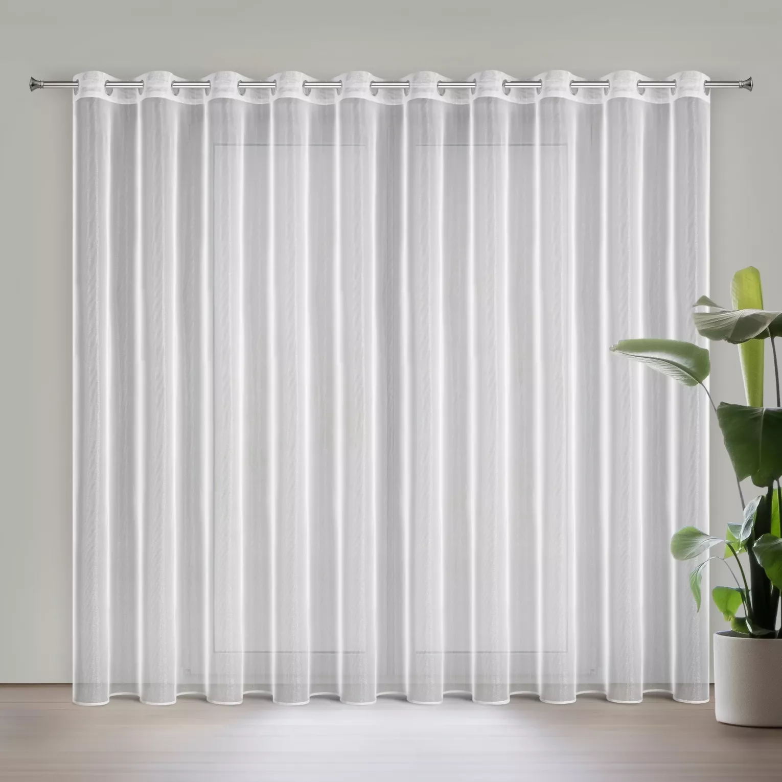 Firana biała z lekkiej i błyszczącej tkaniny 350x250 cm przelotka ESEL ELLA LINE Eurofirany