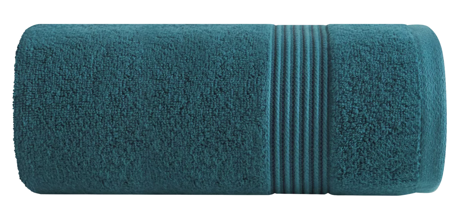 Ręcznik kąpielowy 50x90 cm bawełniany kolor turkusowy 0 twist zdobiony paseczkami 550 g/m2 MOLLY Eurofirany