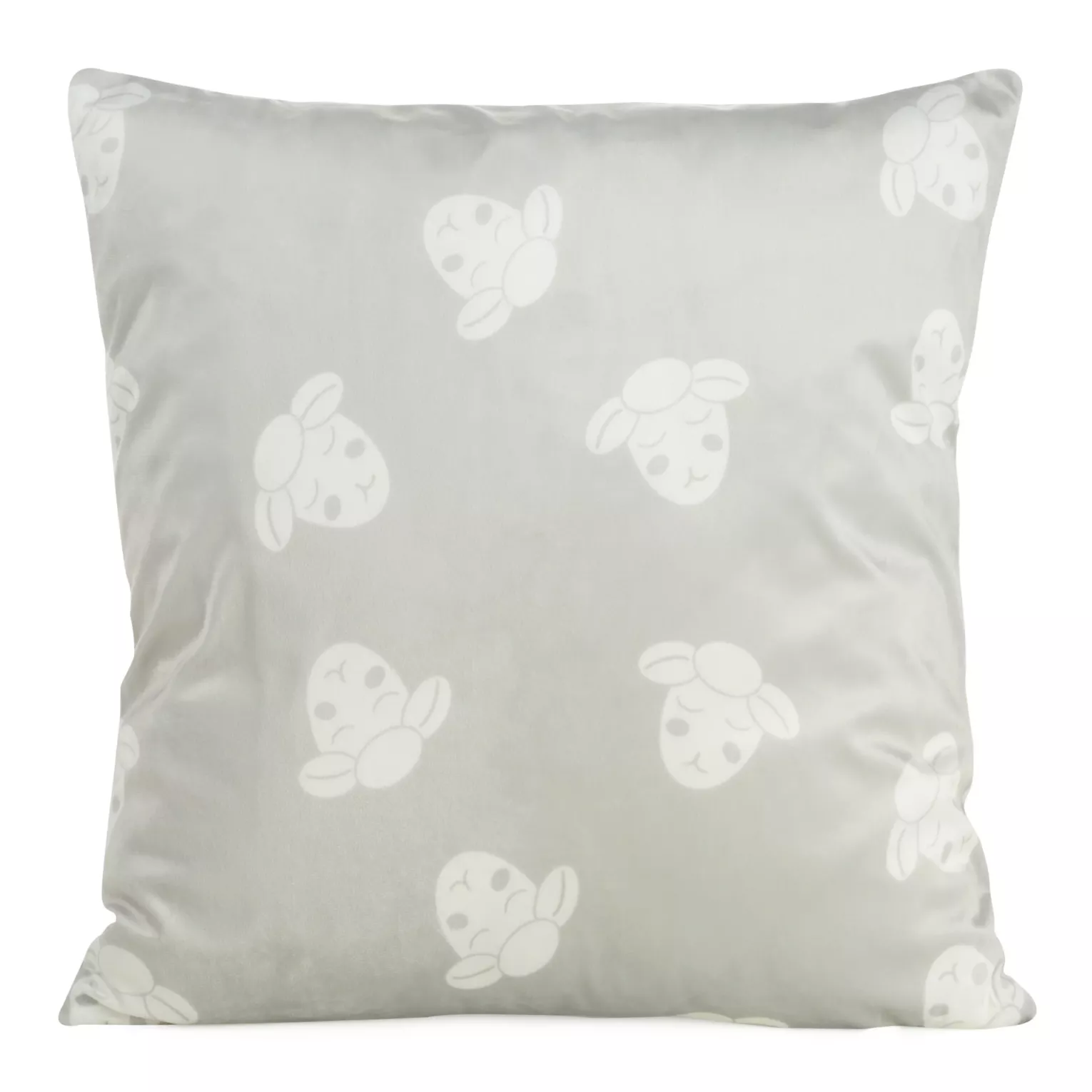Poszewka na poduszkę 45x45 cm welwetowa z motywem słodkich baranków popielato, biała KIDS DESIGN 91 Eurofirany