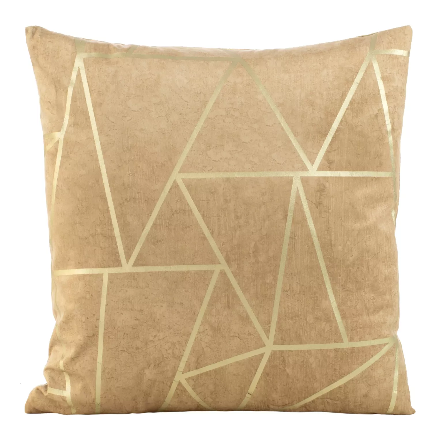 Poszewka na poduszkę 45x45 cm welwetowa z złotym nadrukiem geometrycznym beżowa BLINK 29 Eurofirany