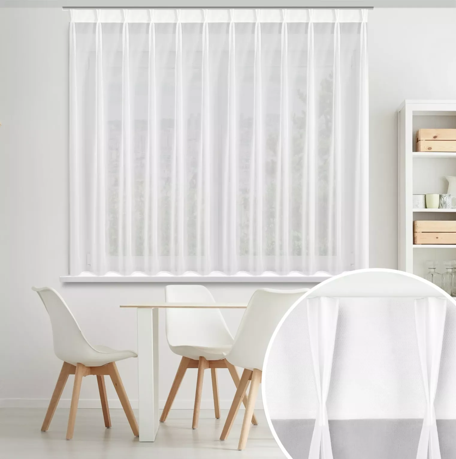 Firana biała z gładkiego woalu 230x170 cm system flex - LUCY Eurofirany