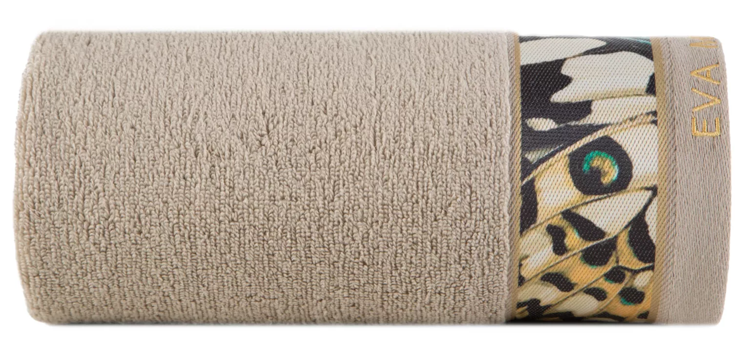 Ręcznik do rąk 30x50 cm bawełniany kolor beżowy z designerską bordiurą 500 g/m2 EVA 15 Eva Minge Eurofirany