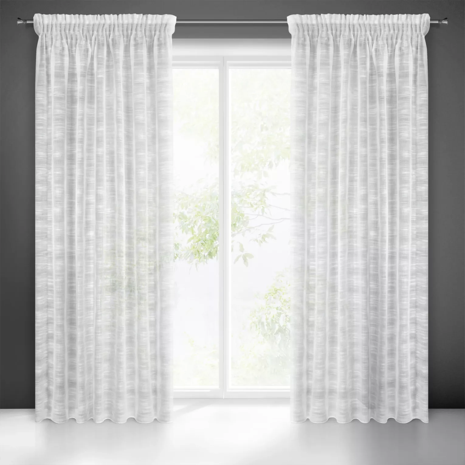 Firana biała z efektem deszczyku półprzezroczysta 140x270 cm taśma ASTERA Eurofirany