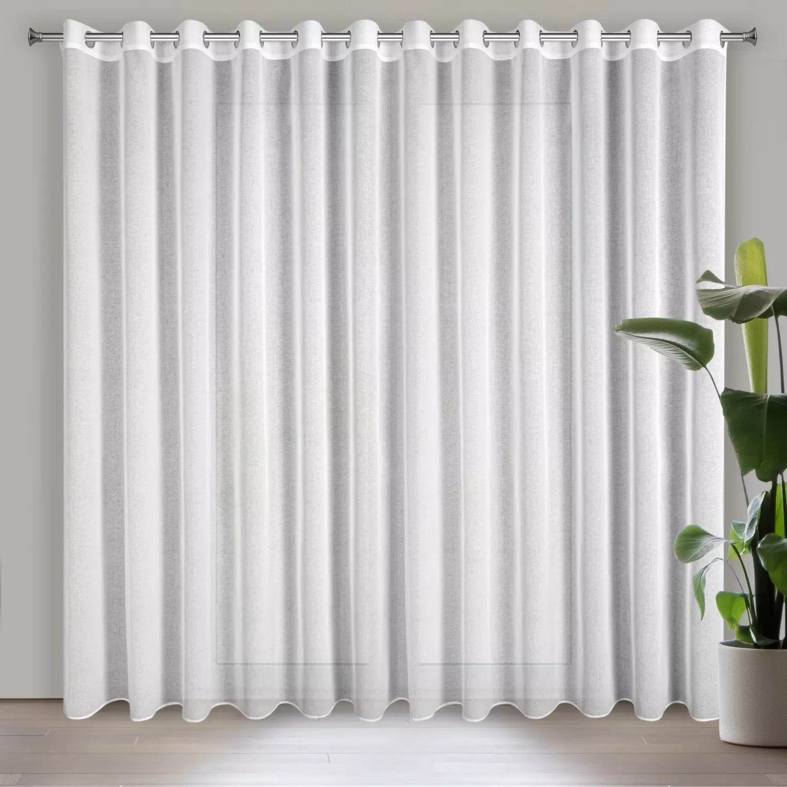 Firana biała z błyszczącej tkaniny o gęstym splocie 300x250 cm przelotka MARGO Eurofirany