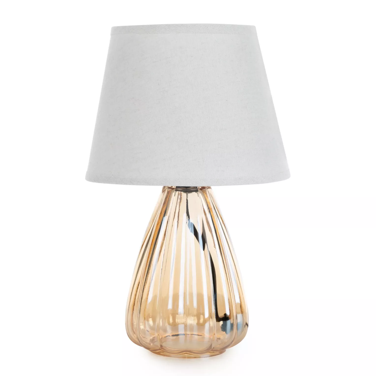 Lampa kremowo-złota z wytłaczaną szklaną podstawą średnica 20x33 cm DEVIN Eurofirany