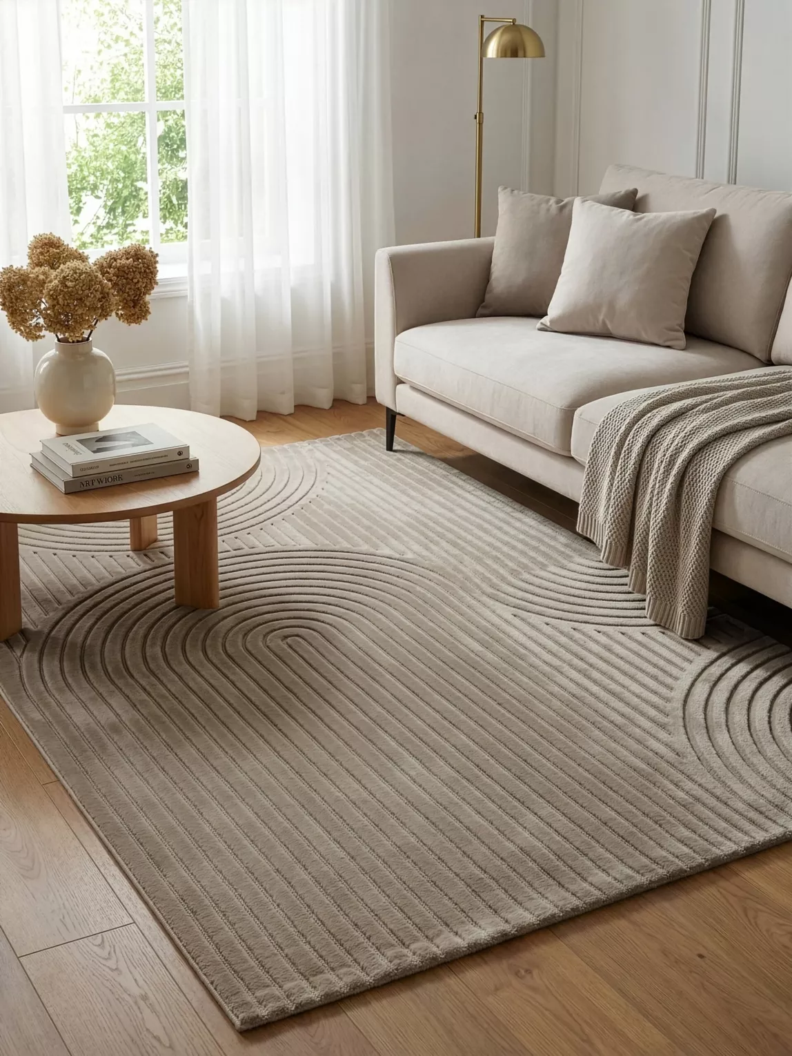 Dywan 160x230 cm beżowy z tłoczonym wzorem 3D VENUS BOHO 2 Eurofirany