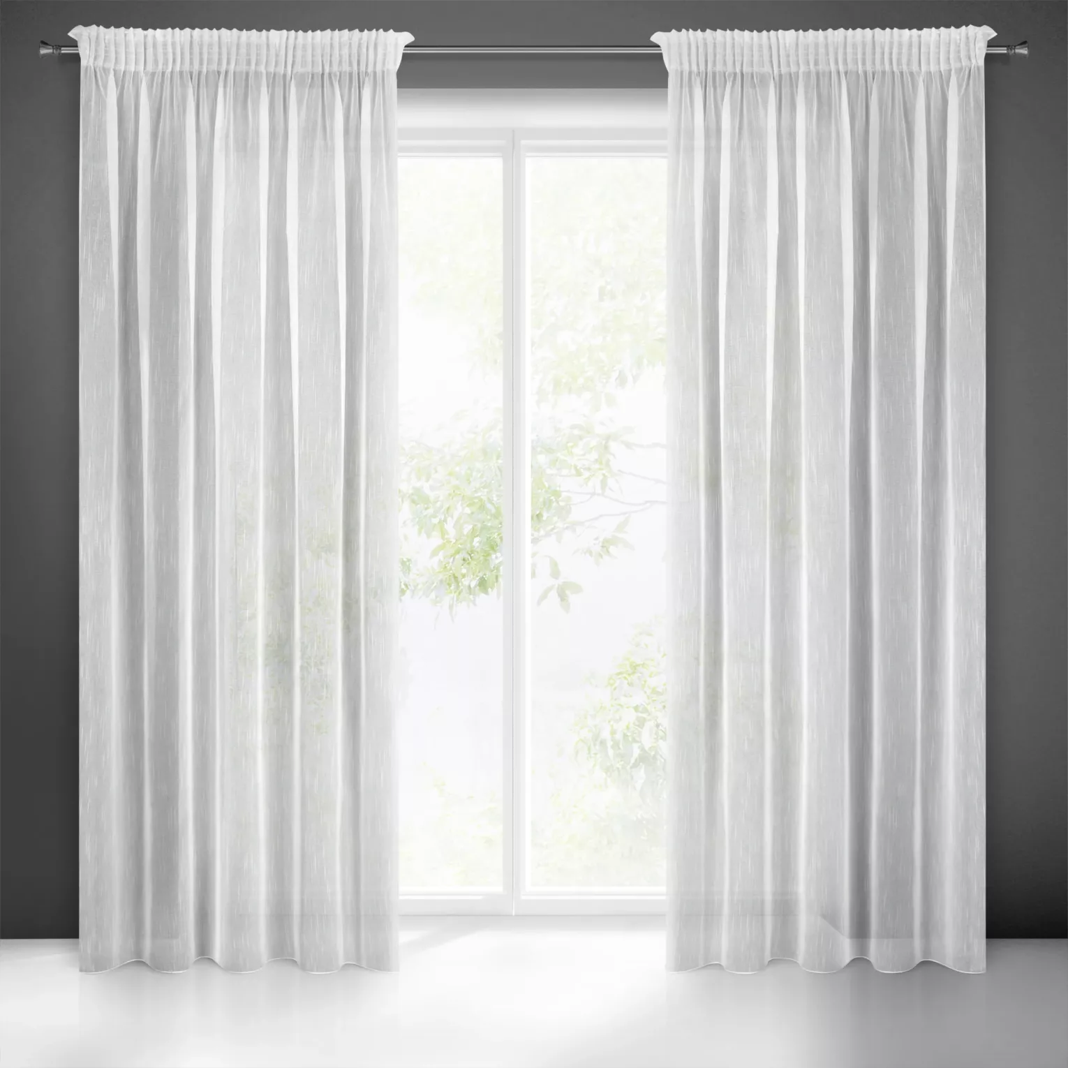 Firana biała w stylu eco z efektem deszczyku 140x270 cm taśma MONIC Eurofirany