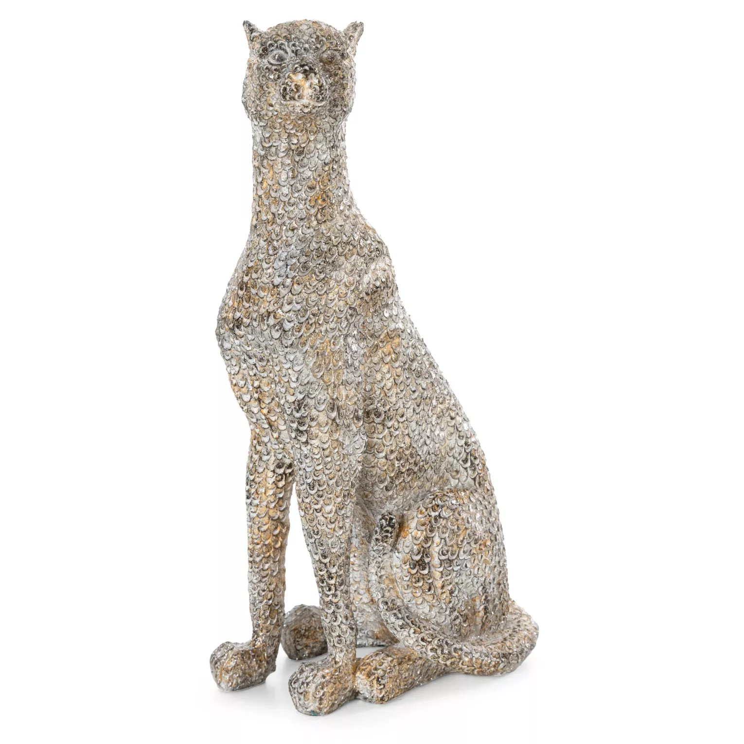 Figurka stalowa pantera o drobnym strukturalnym wzorze 12x8x24 cm BARY Eurofirany
