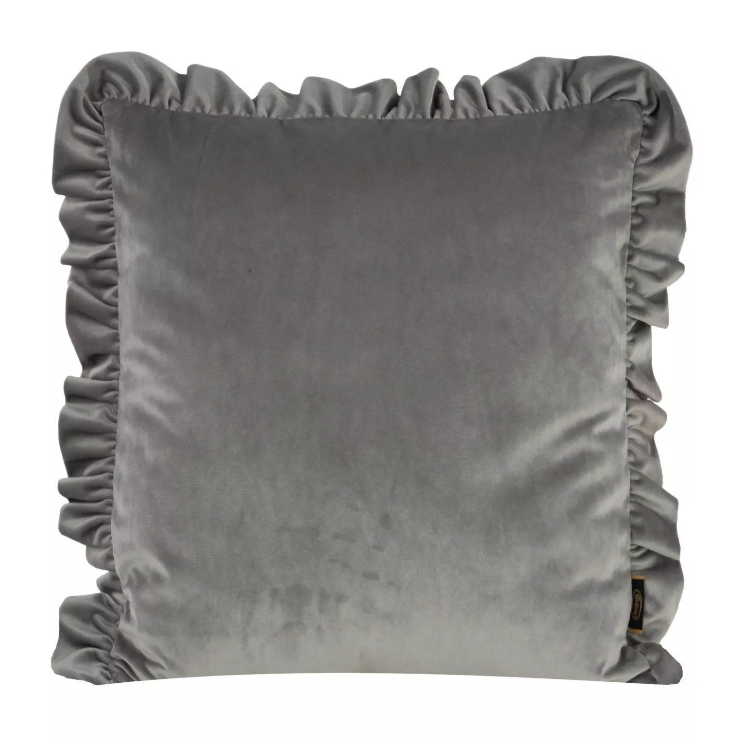 Poszewka na poduszkę 45x45 cm welwetowa zdobiona na brzegach falbanami srebrna VELVET 25 EUROFIRANY PREMIUM