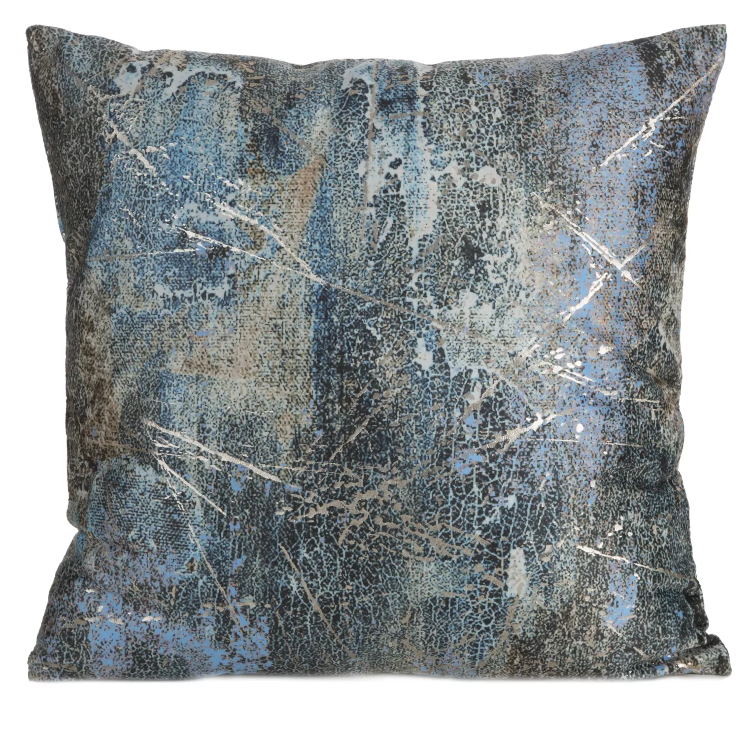 Poszewka na poduszkę 45x45 cm welwetowa zdobiona metalicznym wzorem turkusowa ESTER Eurofirany