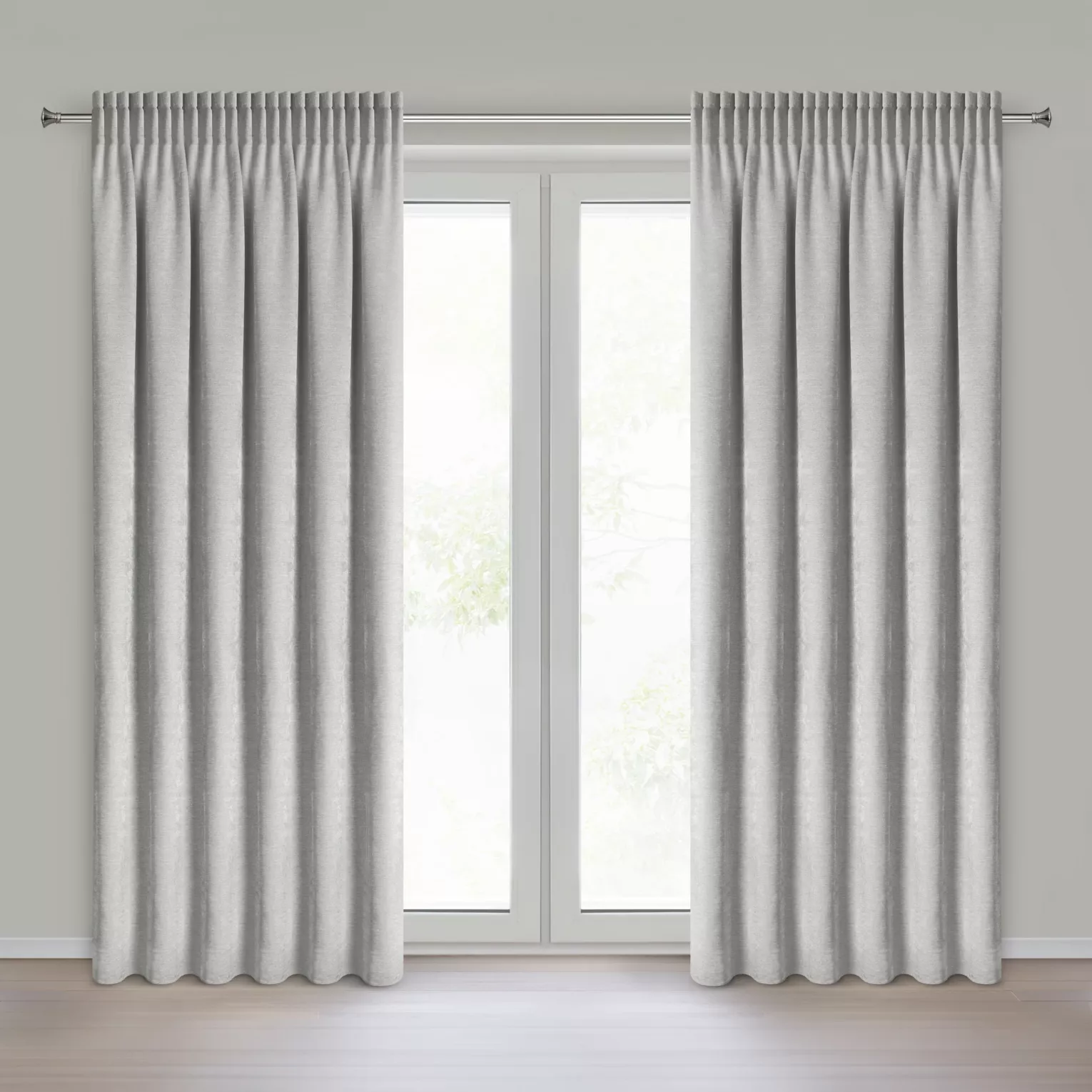 Zasłona srebrna o szenilowej strukturze 140x270 cm taśma - NILO Eurofirany