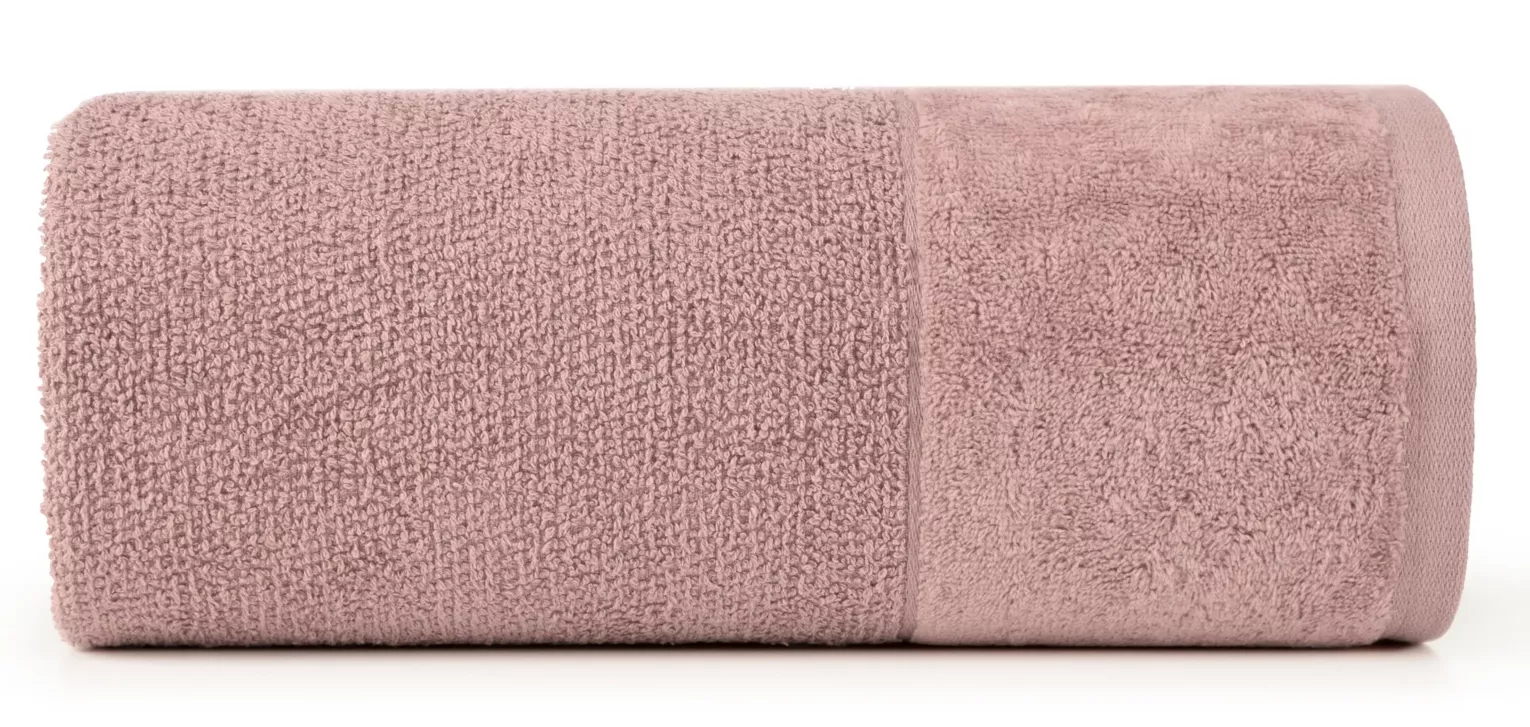 Ręcznik do rąk 30x50 cm bawełniany kolor pudrowy z bordiurą z weluru 500 g/m2 LUCY Eurofirany
