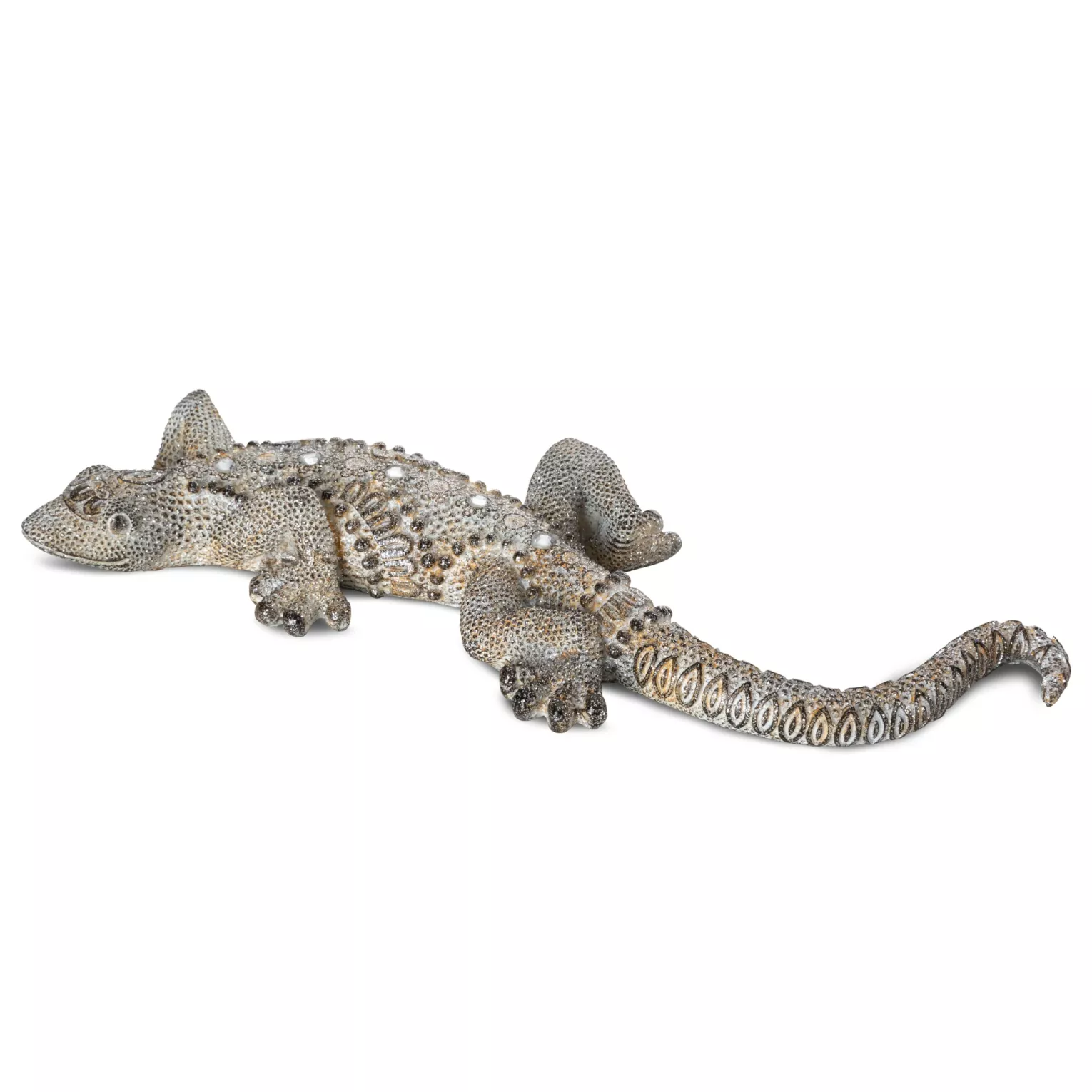 Figurka stalowa jaszczurka o drobnym strukturalnym wzorze 26x9x3 cm GATOS Eurofirany