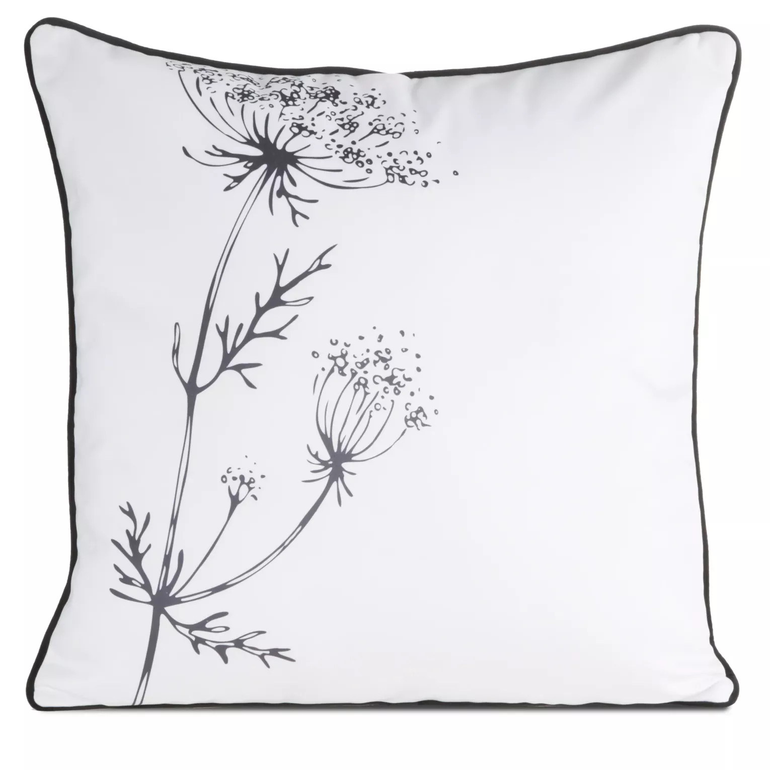 Poszewka na poduszkę dwustronna 60x60 cm welwetowa z motywem roślinnym z wypustką na brzegach biało, beżowa AGNES EUROFIRANY PREMIUM