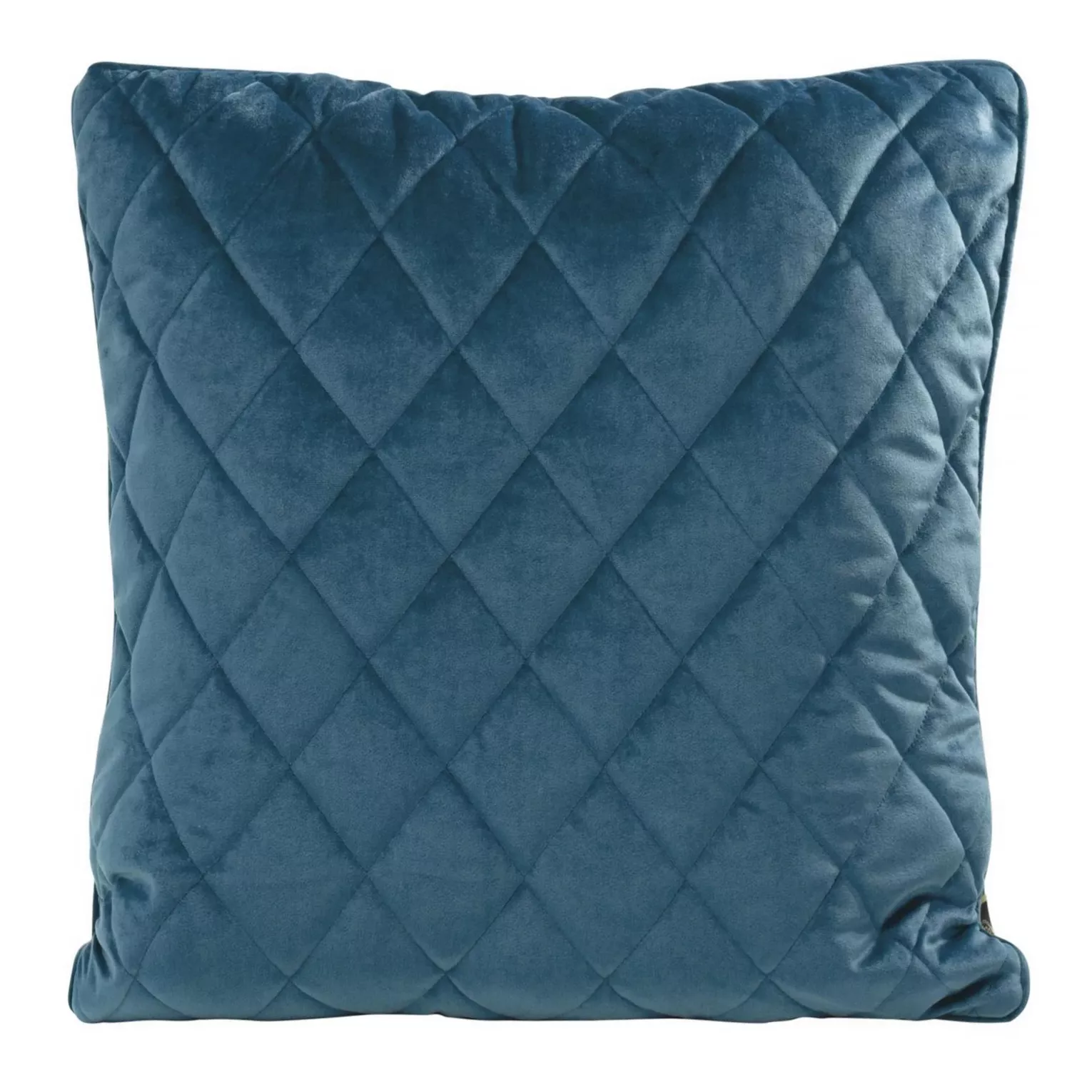 Poszewka na poduszkę 45x45 cm welwetowa pikowana we wzór karo z ozdobną wypustką na brzegach granatowa VELVET 27 EUROFIRANY PREMIUM