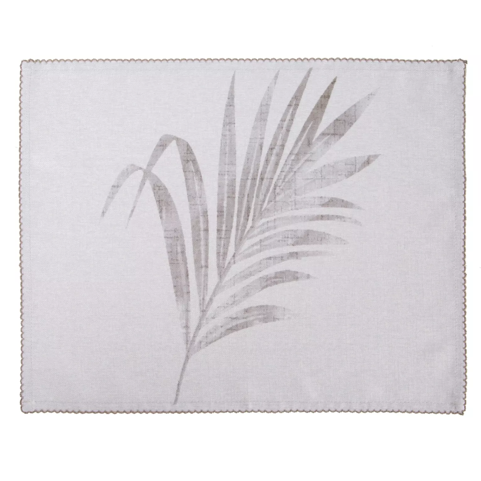 Komplet podkładek 4 szt naturalno, stalowy 32x45 cm INES z nadrukowanym motywem liści palmowych
