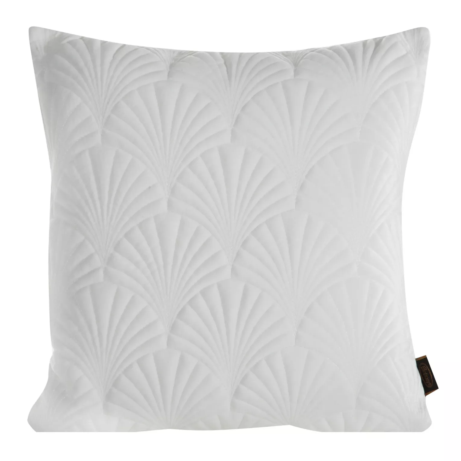 Poszewka na poduszkę 45x45 cm welwetowa pikowana metodą tradycyjnego szycia, wzór w stylu art deco biała RIA 2 EUROFIRANY PREMIUM
