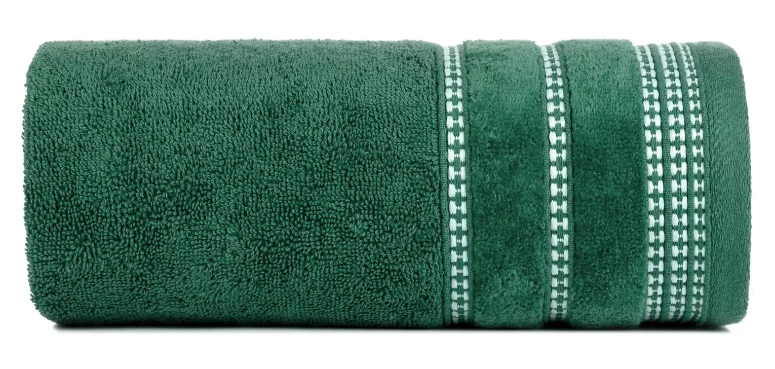 Ręcznik kąpielowy 50x90 cm bawełniany kolor butelkowy zielony z delikatną ozdobną bordiurą 500 g/m2 AMANDA Eurofirany