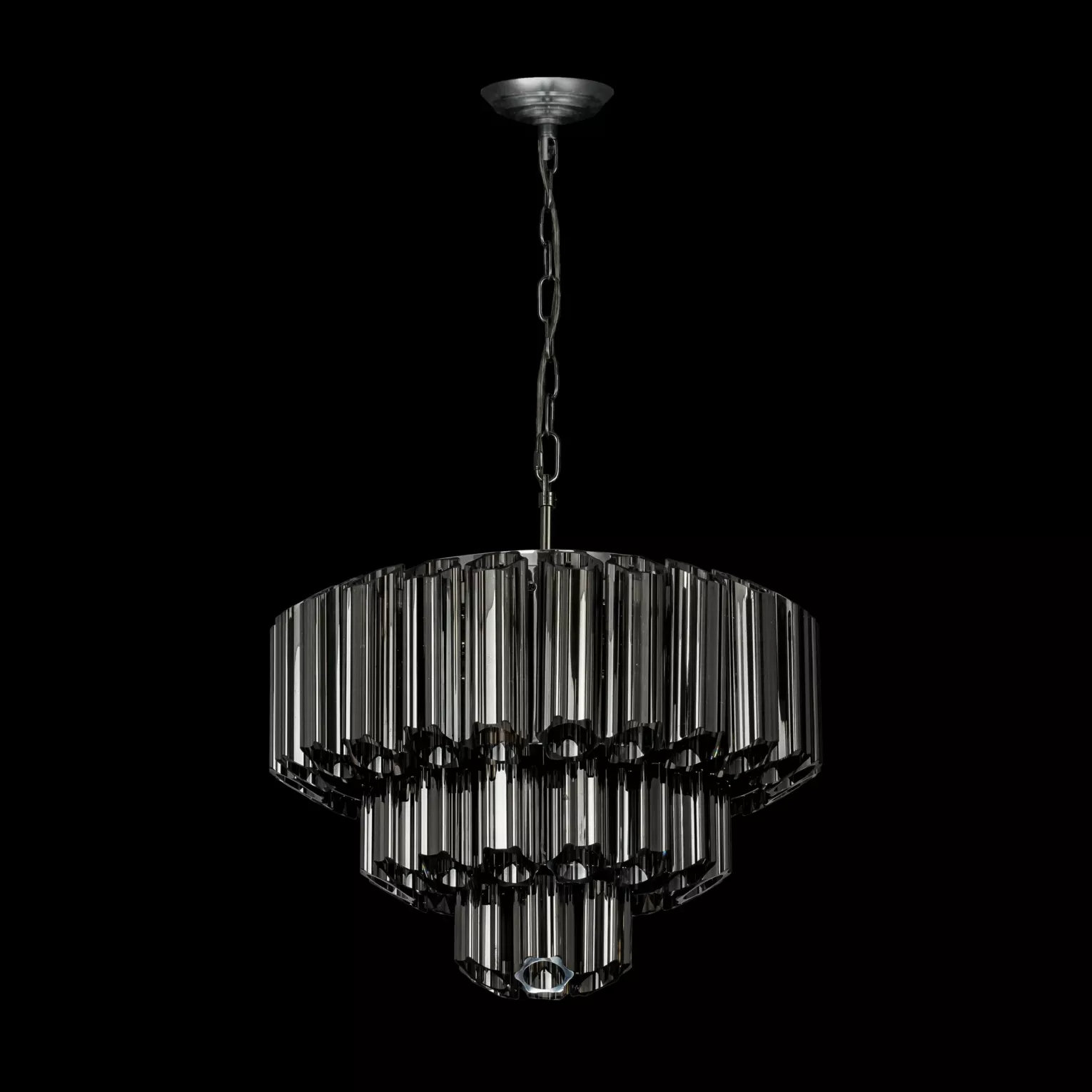 Lampa wisząca do pokoju grafitowa ze szklanymi zawieszkami z dymionego szkła, możliwość regulacji wysokości 43 x 150 cm DANA Eurofirany