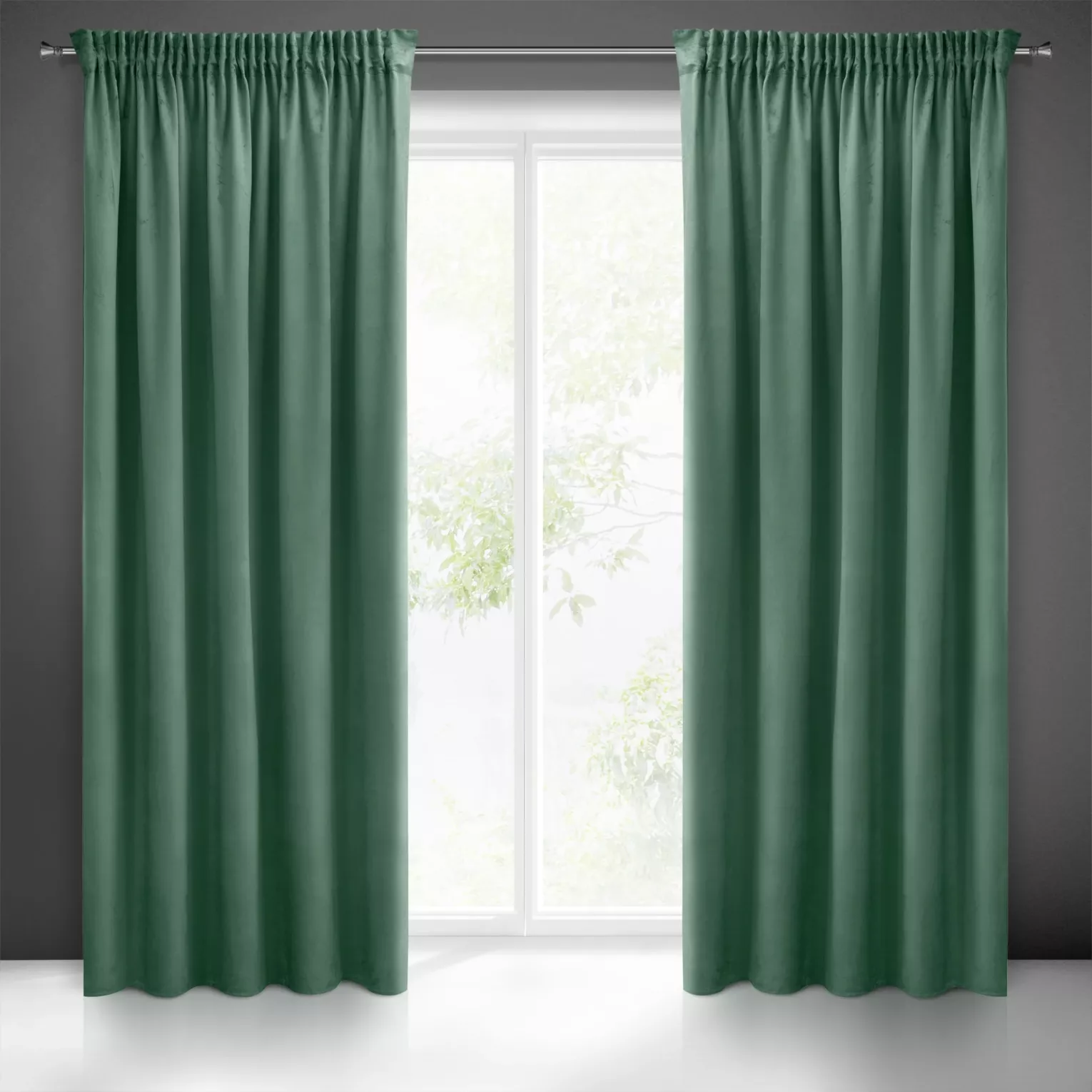 Zasłona miętowa z gładkiego welwetu 140x270 taśma SIBEL Pierre Cardin Eurofirany