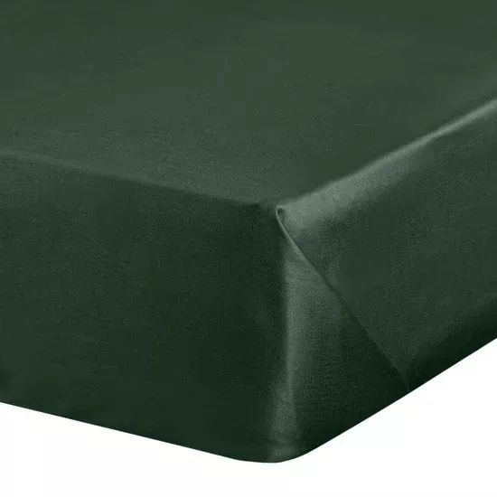 Prześcieradło bez gumki 160x210 cm z satyny bawełnianej kolor ciemnozielony 125 g/m2 DINA Diva Line Eurofirany