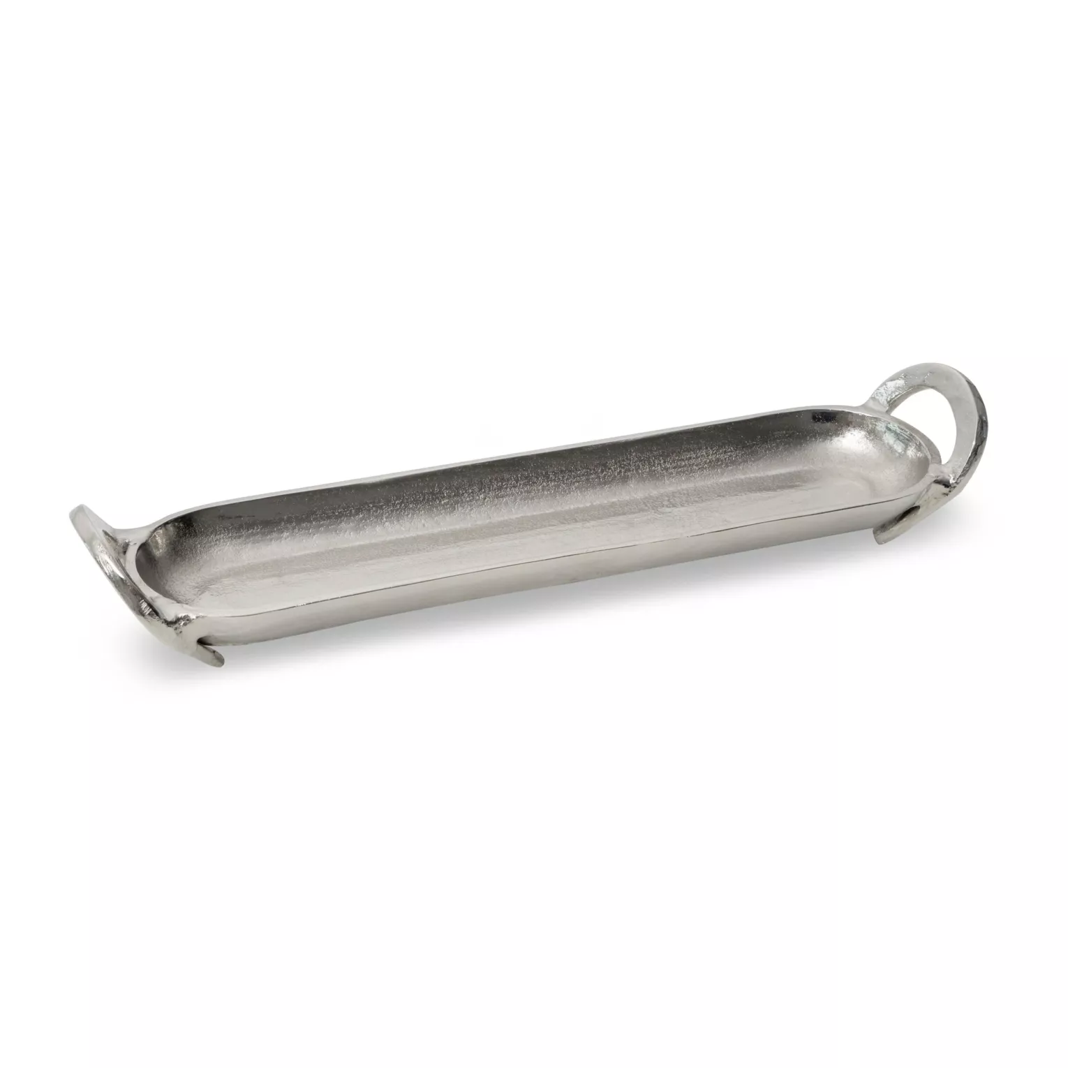 Patera metalowa srebrna z uchwytami 10x45x8 cm SARA Eurofirany