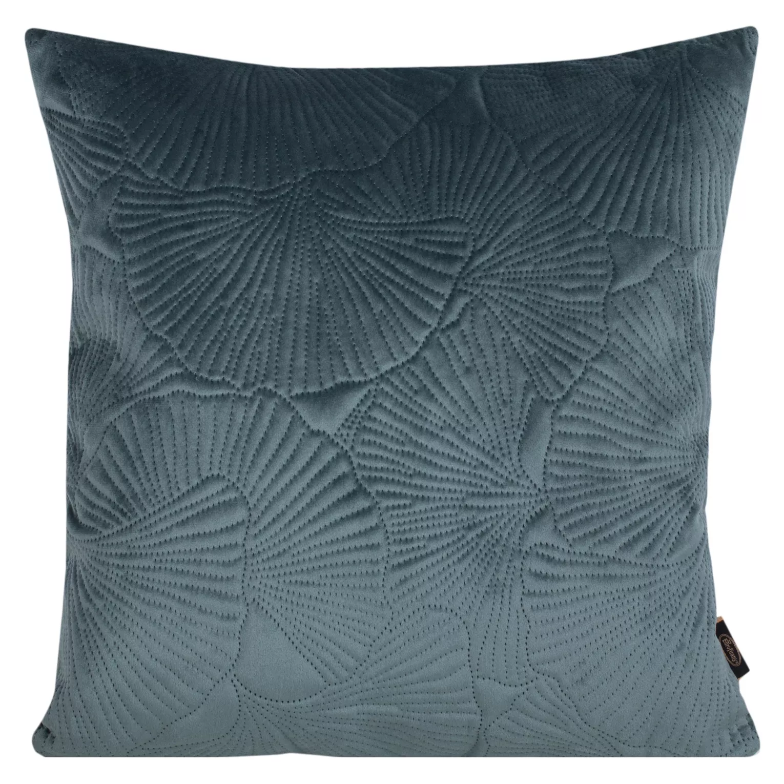 Poszewka na poduszkę 45x45 cm welwetowa z wytłaczanym wzorem liści miłorzębu ciemnomiętowa VELVET 58 EUROFIRANY PREMIUM