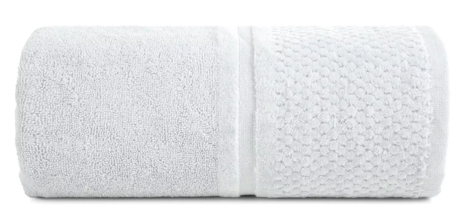 Ręcznik kąpielowy 70x140 cm bawełniany kolor srebrny z efektowną bordiurą 550 g/m2 IBIZA Eurofirany