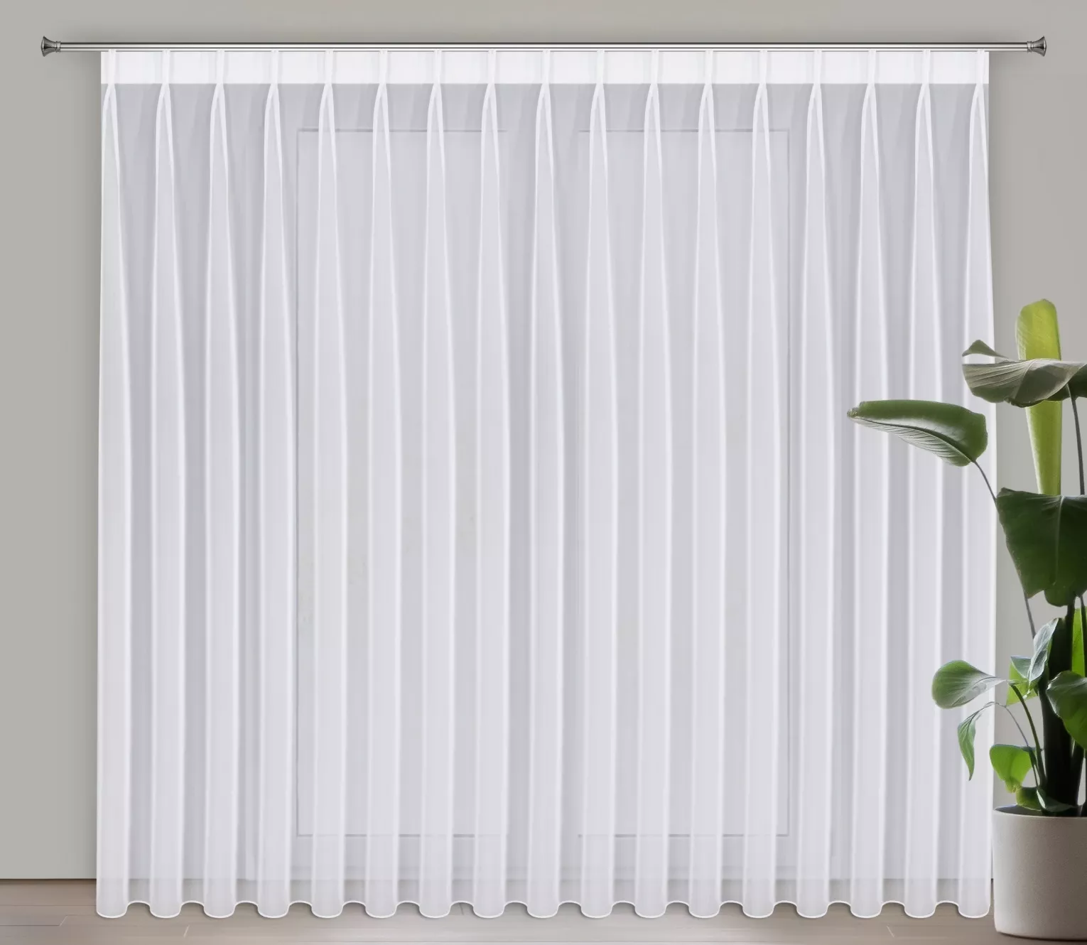 Firana biała z gładkiego mlecznego woalu wykończona szwem obciążającym VIOLET 250x280 cm flex 1:2 Eurofirany